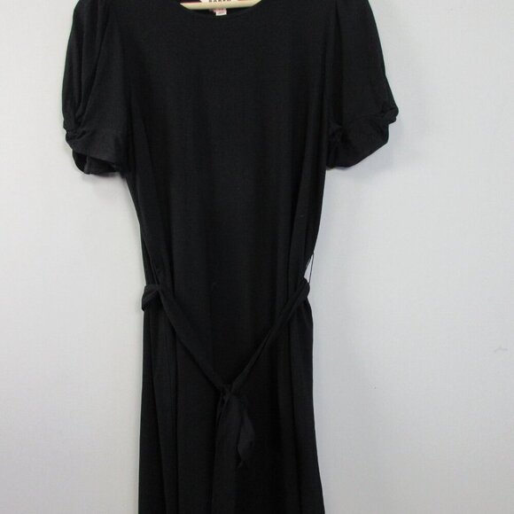 Boden Knot Detail Jersey Mini Dress 8 Black Viscose Blend Belted Cocktail 278 - Picture 8 of 11